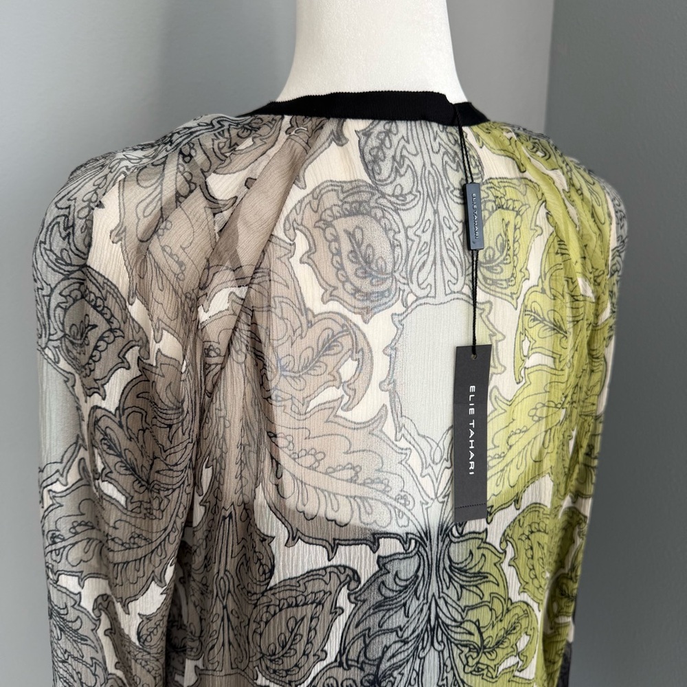 Designer Elie Tahari Silk Top Black Sand Lime Romy Blouse & Cami NEW 2 Piece